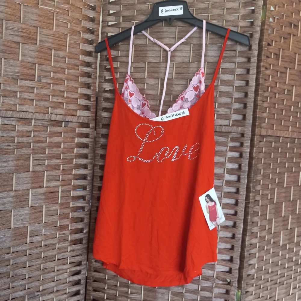 Dreamgirl 2-PC Love Chemise & Hearts Pattern Bralette Set